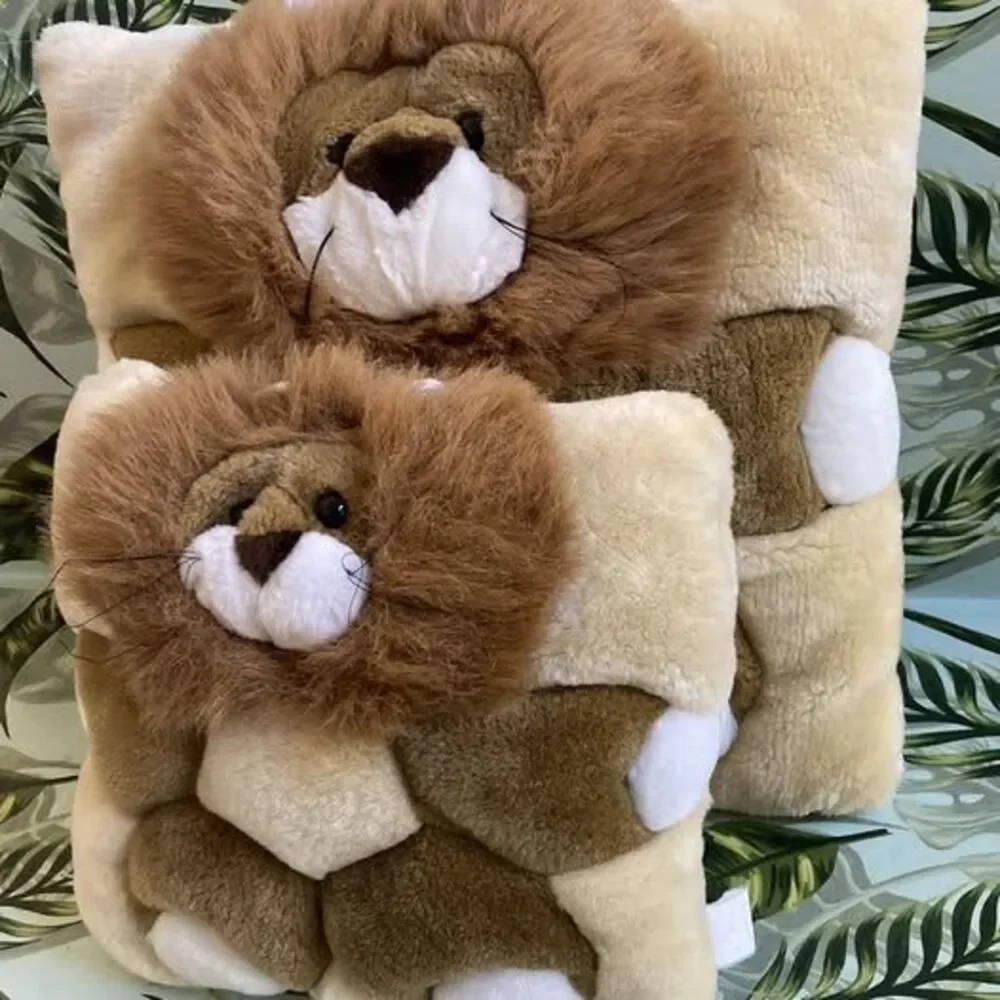 Vintage Stuffed Animal LION Plush Pillow 1998 TWIE Angel Toys Nursery Baby Set